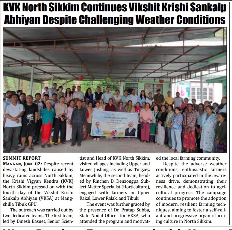 KVK North Sikkim Continues Vikshit Krishi Sankalp Abhiyan Despite Challenging Weather Conditions