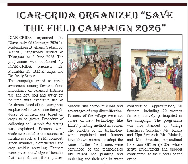 ICAR-CRIDA ORGANIZED "SAVE THE FIELD CAMPAIGN 2026