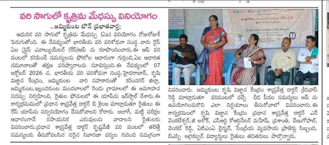 Use of Artificial Intelligence in Paddy Cultivation